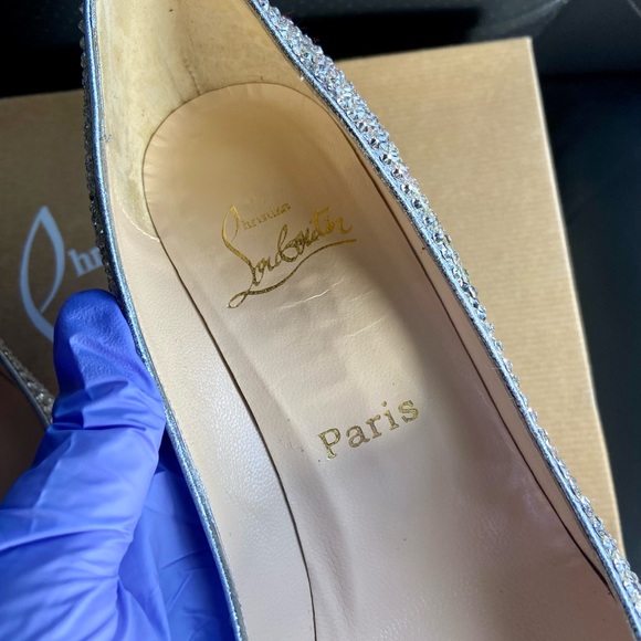 💯 AUTHENTIC CHRISTIAN LOUBOUTIN LADY CLAUDE SHOES STRASS 100 mm size 37.5 - Picture 6 of 13
